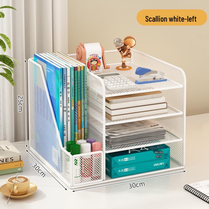 Desktop File Organizer: Multilayer Large Capacity Storage Rack for Office Supplies