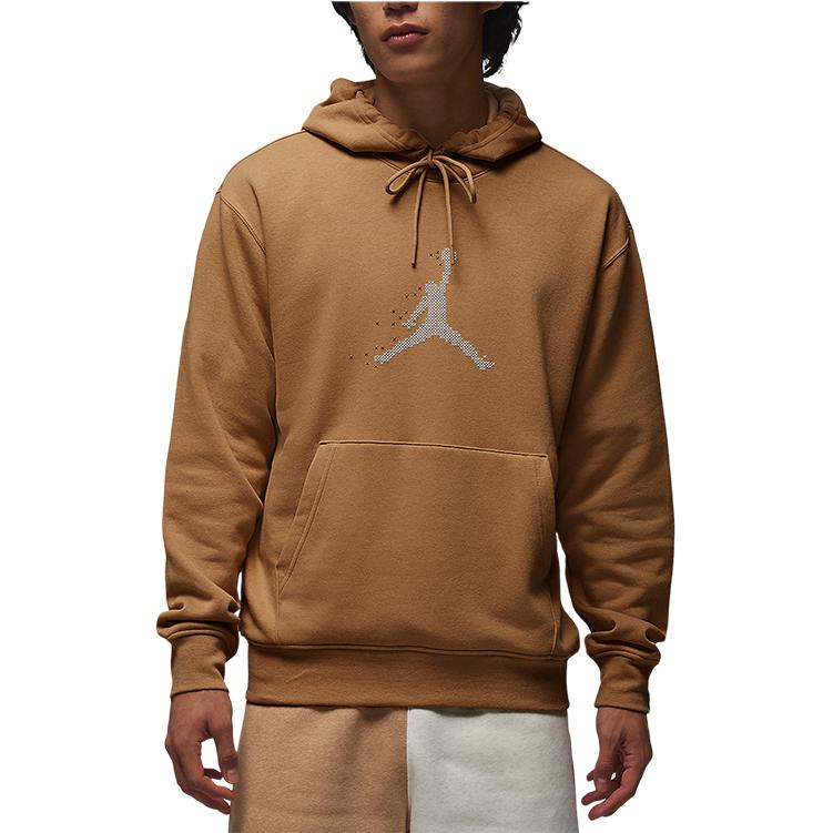 Jordan Essentials Holiday Alphanumerisches Logo Print Lässiger Kapuzenpullover mit langen Ärmeln, Fleece gefüttert, Herren, Braun FD7466-281