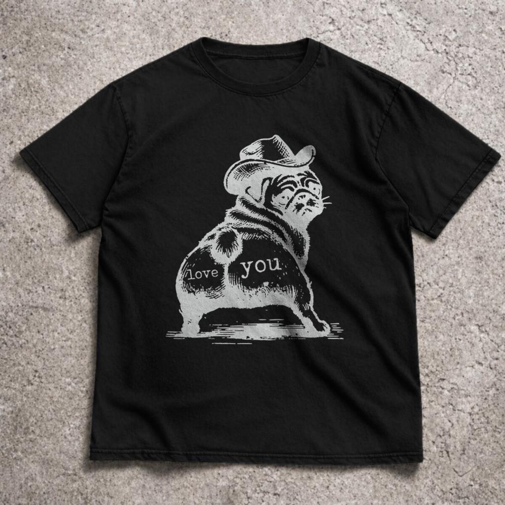 Funny Cowboy Dog Tshirt Dog Lover Humor Print Tshirts for Men Women Couple Gifts Retro Design Casual Short Sleeve Tee