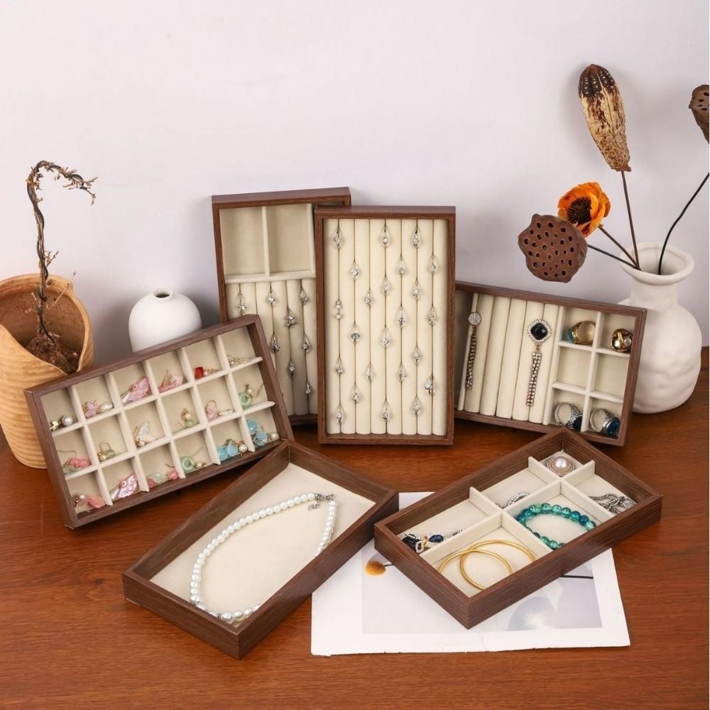 23X13X3CM Jewelry Tray Velvet Surface Flannel Lining Display Tray Exquisite Design Walnut Material Accessories Showcase
