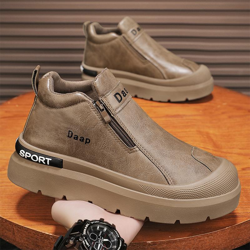 Breathable High-top Zipper Outdoor Casual Sports Autumn Shoes Lightweight Mesh Fashion Non-slip Casual Thick Sole Jogging Shoes