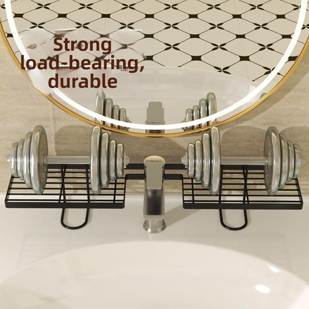 50/60cm Bathroom Counter Shelf Draining Heavy Duty Bathroom Vanity Shelf Anti Slip Hollow Out Sink Storage Rack