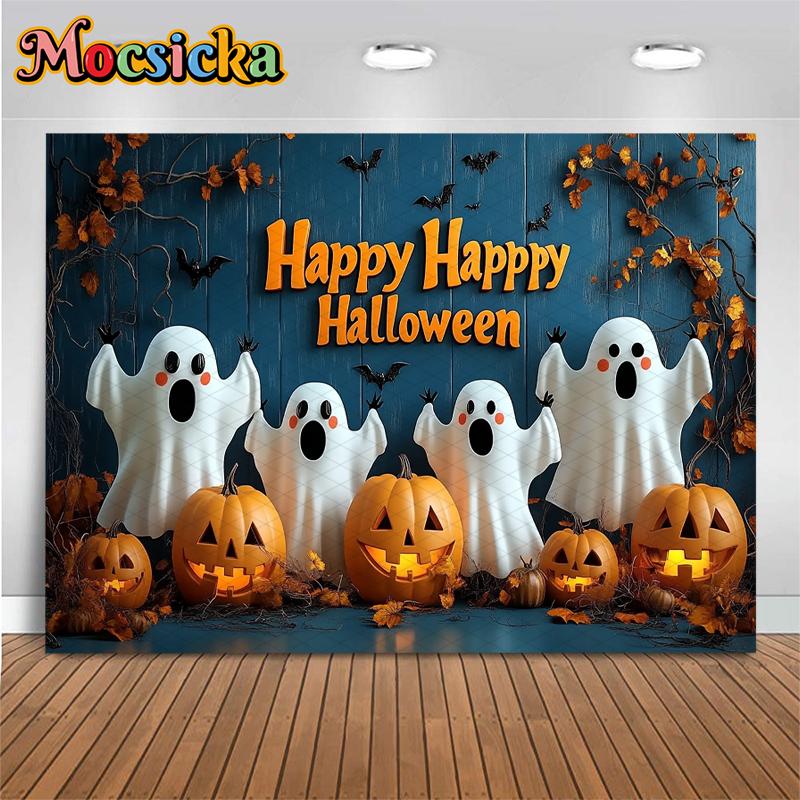 Mocsicka Happy Halloween Background Photography Forest Pumpkin Party Baby Child Photo Backdrop Night Imp Ghost Decoration Banner