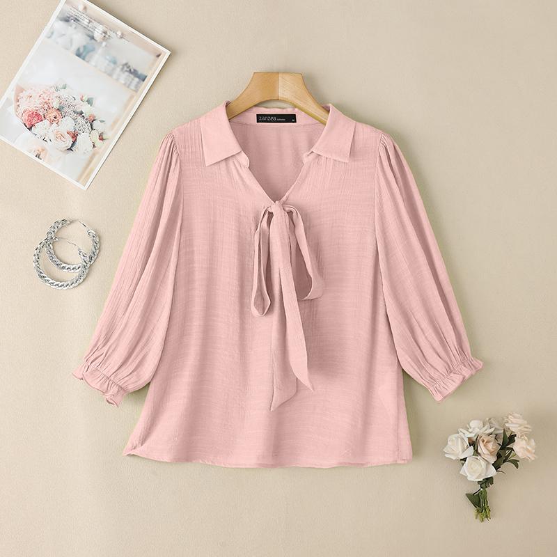 

ZANZEA Women Casual V-Neck Loose Summer Short Sleeve Blouse L рожевий