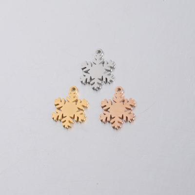 Mirror Polished Titanium Steel 15.5*12mm Snowflake Pendant Charm for DIY Christmas Necklace