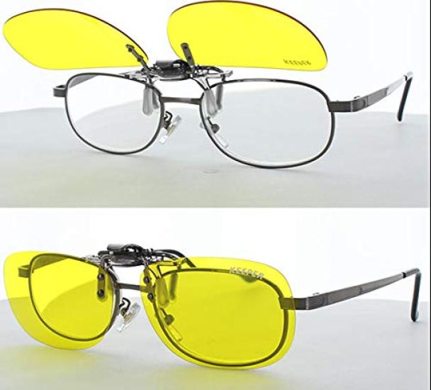 [cliponkeeper] Made in Japan Clip-on Sunglasses, Wears Over Glasses, UV Protection, Ultra-lightweight, Flip-up Style, Unisex, Keeper 9324 Yellow