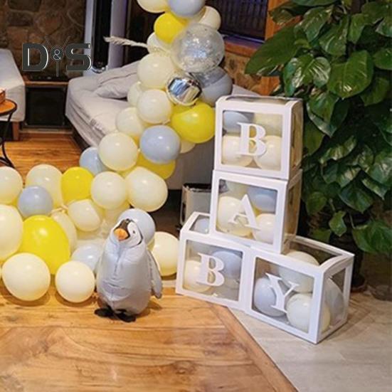 Balloon Box Reusable Clear Paper Box with Letter Stackable DIY Assembly 25 X 25cm Cube Box for Graduation Wedding Birthday Party Decor