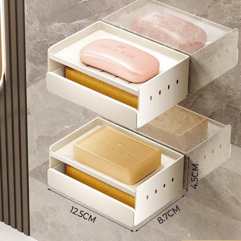 

Punch-Free Suction Cup Soap Dish with Hooks