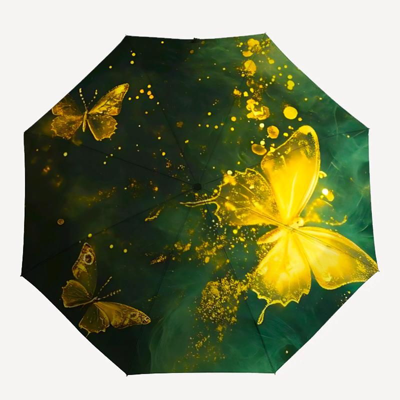 

1pc Butterfly Art Automatic Folding Umbrella Compact Lightweight Travel Umbrella with 8-Rib Sturdy Frame, Windproof & Self028