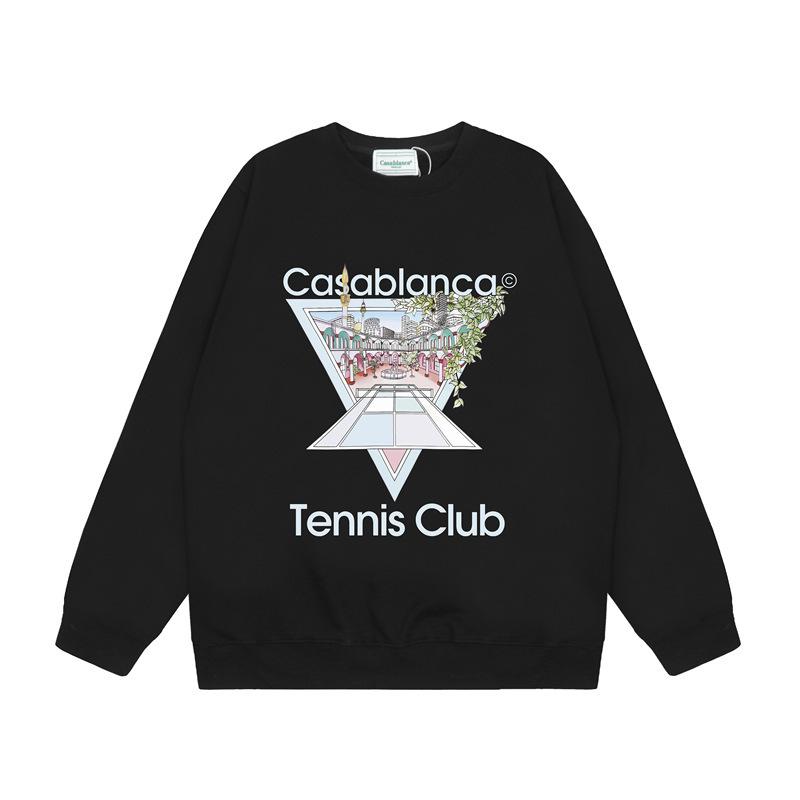 American Trendy Brand Casablanca Crew Neck Sweater Hoodie Men's Couple Ins Autumn and Winter Thickened Long-sleeved Women's T