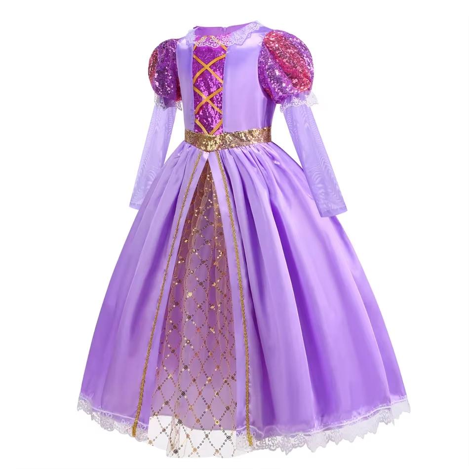 Mädchen Rapunzel Prinzessinnenkleid Mädchen Halloween Cosplay Ballkleid Karneval Party Kostüm Verkleidung Kinder Outfit Kinderkleidung