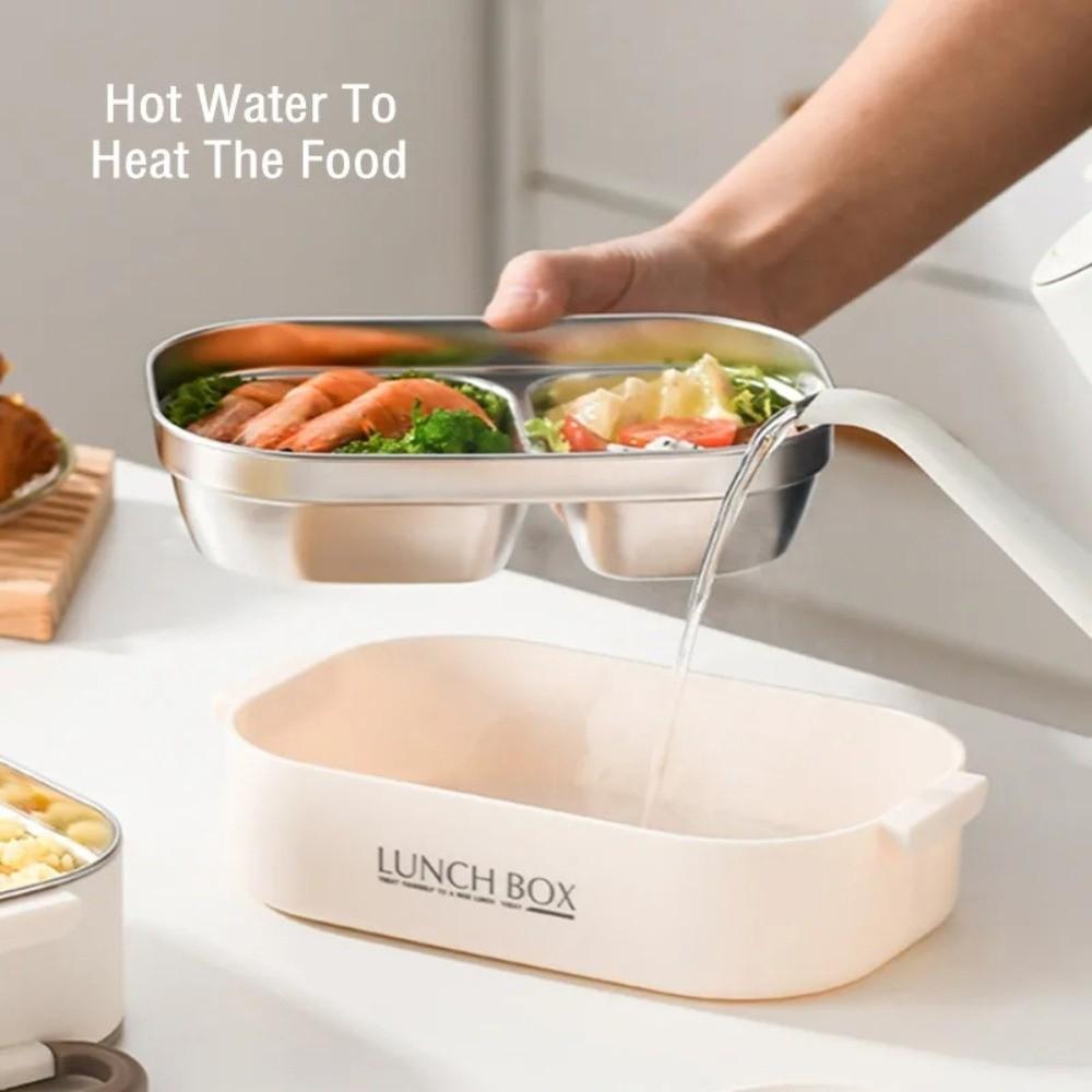 Stainless Steel Thermal Lunch Box Large Capacity With Fold Spoon Lunch Box Set Stackable Divided Food Storage Containers