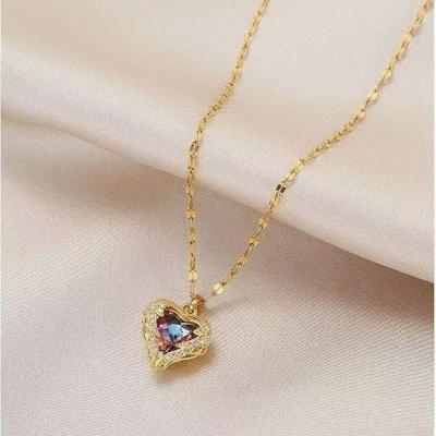 Titanium Steel Ocean Heart Necklace Women'S High Sense Trend Personality Love Pendant Street Jewelry