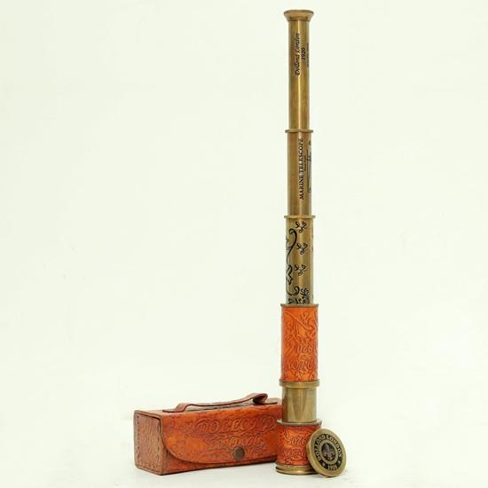 38.1 Cm Brass Telescope with Leather Case Dollond London 1920 Style Telescope Pirate Spyglass Décor Nautical Collectible Monocular Gift