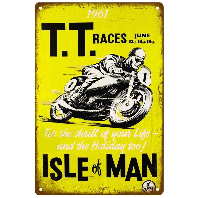 

Vintage TT Races Isle of Man Poster Retro Racing Motor Competition Tin Sign Shabby Rust Metal Wall Art Plaque Home Decor 20x30cm（7.8x11.8inch）