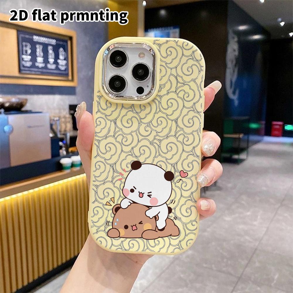 Phone Case: 2D Flat Design Suitable for iPhone 18 17 16 15 14 13 Pro Protective Case, Couple Style, Panda Pressing a Brown Bear, Christmas and Hallowe