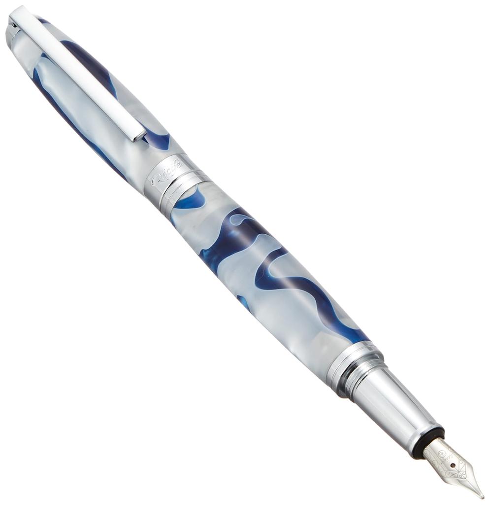 Recif Pearl Soyuz Fountain Fine Nib Pen, Blue/White,