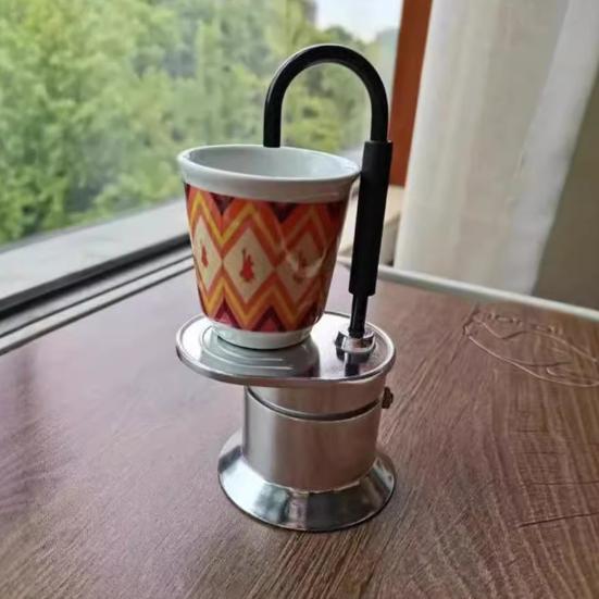 Single Tube Moka Pot 1 Cup 50ML Italian Coffee Maker Portable Coffee Brewer for Outdoor Parties Travel Camping