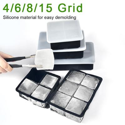 4/6/8/15 Grid Square Ice Cube Molds With Silicone Easy Release For Whiskey Cocktails and Homemade Keep Drinks Chilled Ice Mold