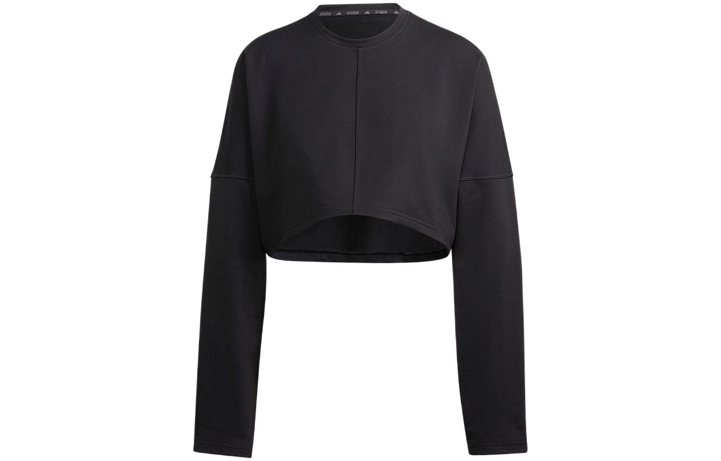Adidas Sweatshirts Women s Black Crew Neck Moderate Regular HS8121 L