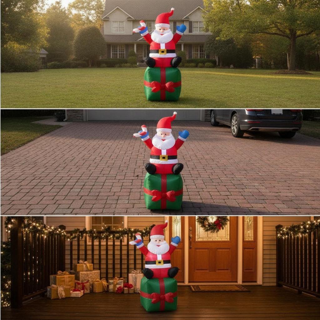 Giant Inflatable Santa On Gift Box | Airfilled Holiday Character, with Box,