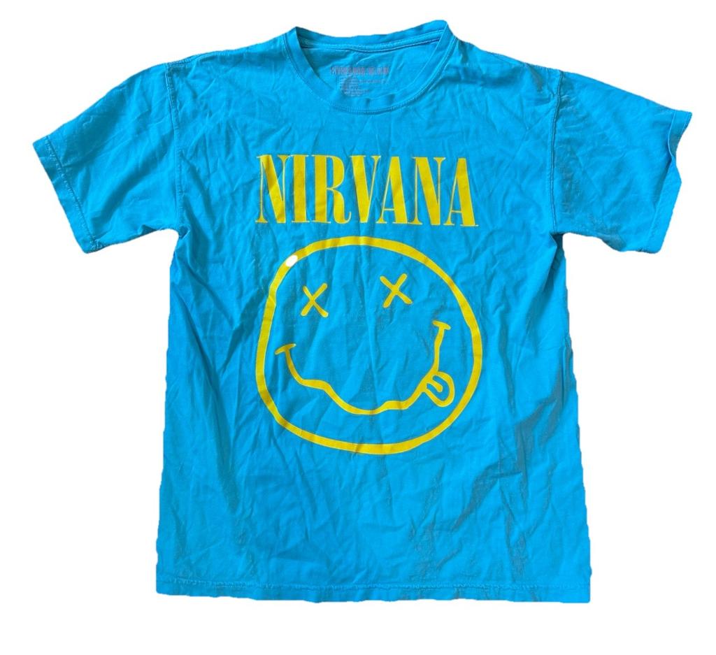 Maglietta Vintage Nirvana Taglia M Faccina Sorridente Blu Come Sei Tutti Sono Gay T-Shirt Unisex
