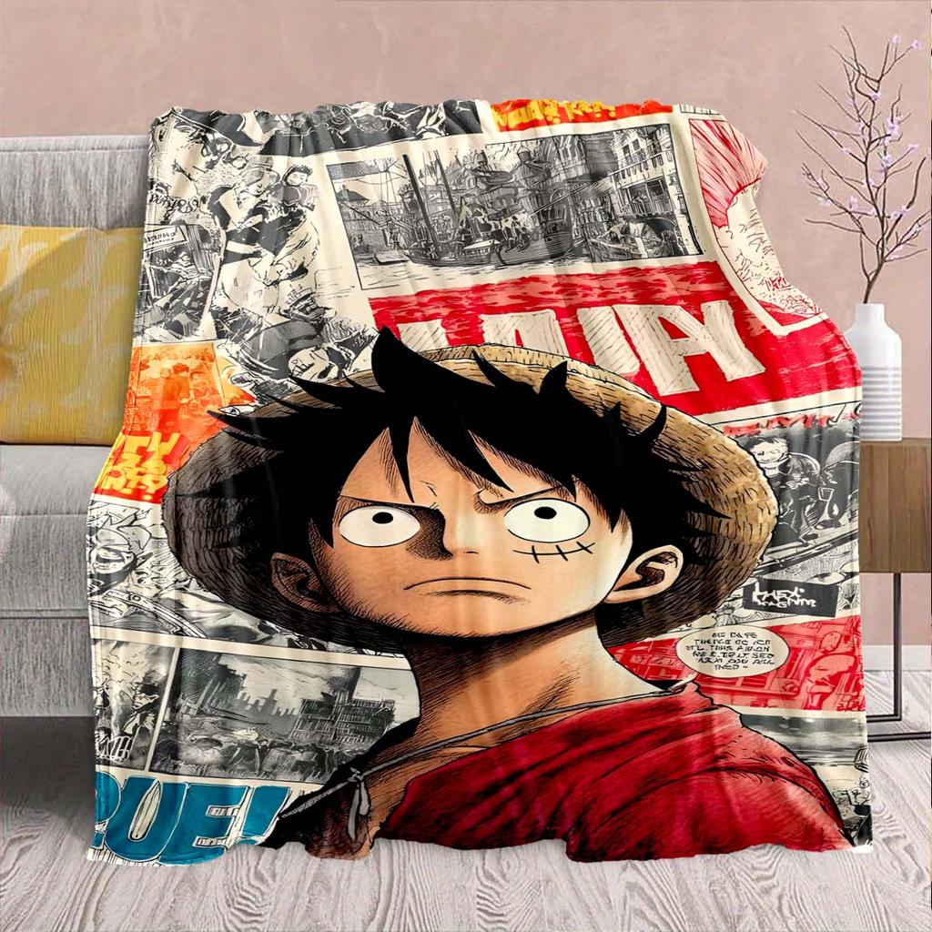 One Piece Anime Flannel Blanket - Soft Warm Perfect for Sofa, Bedding Camping Travel Office Home Decor -QJY