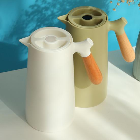 Thermoskanne 1000ml Kapazität Wasserspender Kessel mit Holzgriff Vakuumisoliert Wasserflasche Auslaufsicher Isoliert Kessel für Zuhause Büro Wohnheim