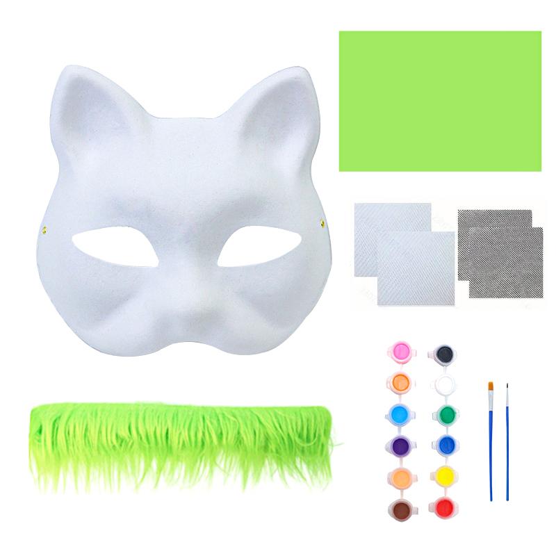 1Set Semi Finished Mask Fox Cat Mask DIY Mask Set Festival Supplies DIY Materials Bag Cosplay