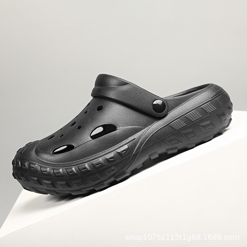 Hole shoes men's summer wear deodorant and non-slip bag head dual-purpose slippers soft-soled beach large-size slippers