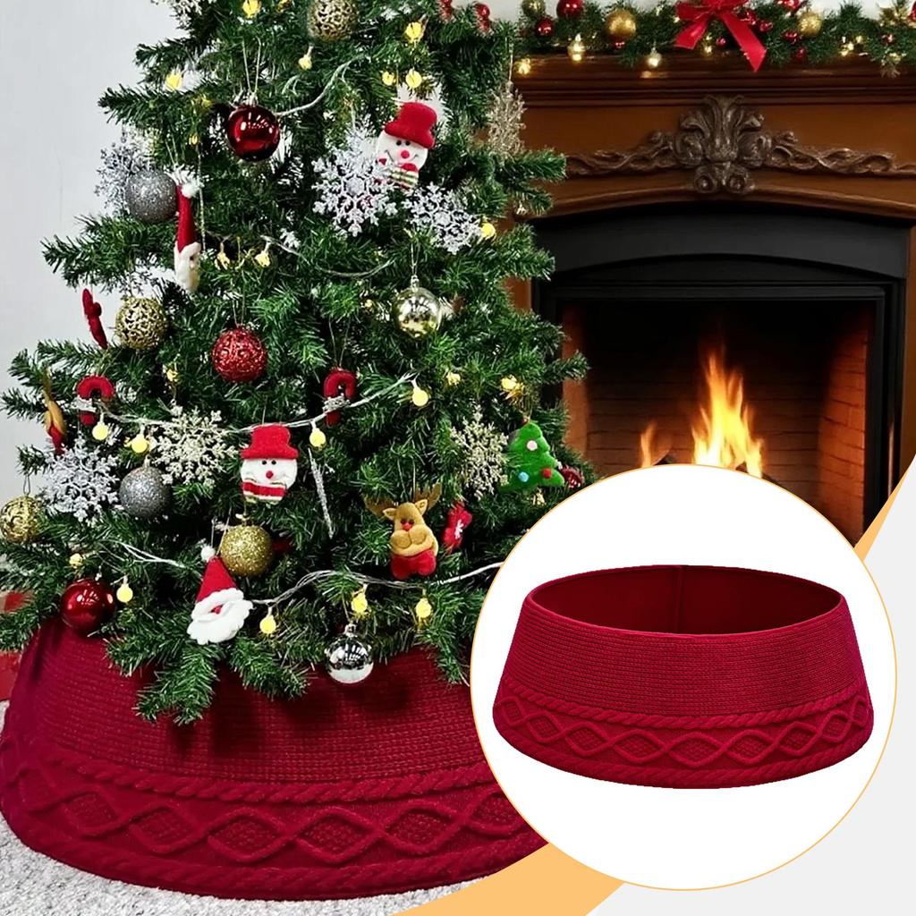 Adjustable Knitted Christmas Tree Skirt Stretchable Multipurpose Easy Setup for Indoor Decor Accessories Xmas Decoration