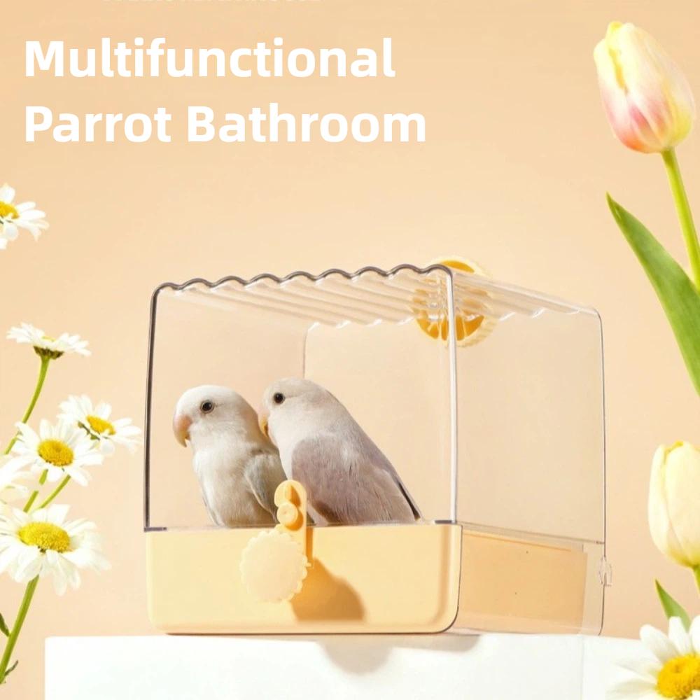 2 In 1 Bird Hanging Bathtub Drawer Design Parrot Shower Box New Food Holder Box Cage Use