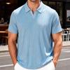 Men's New Summer Casual Breathable Terry Jacquard Lapel Striped Short Sleeve Shirt