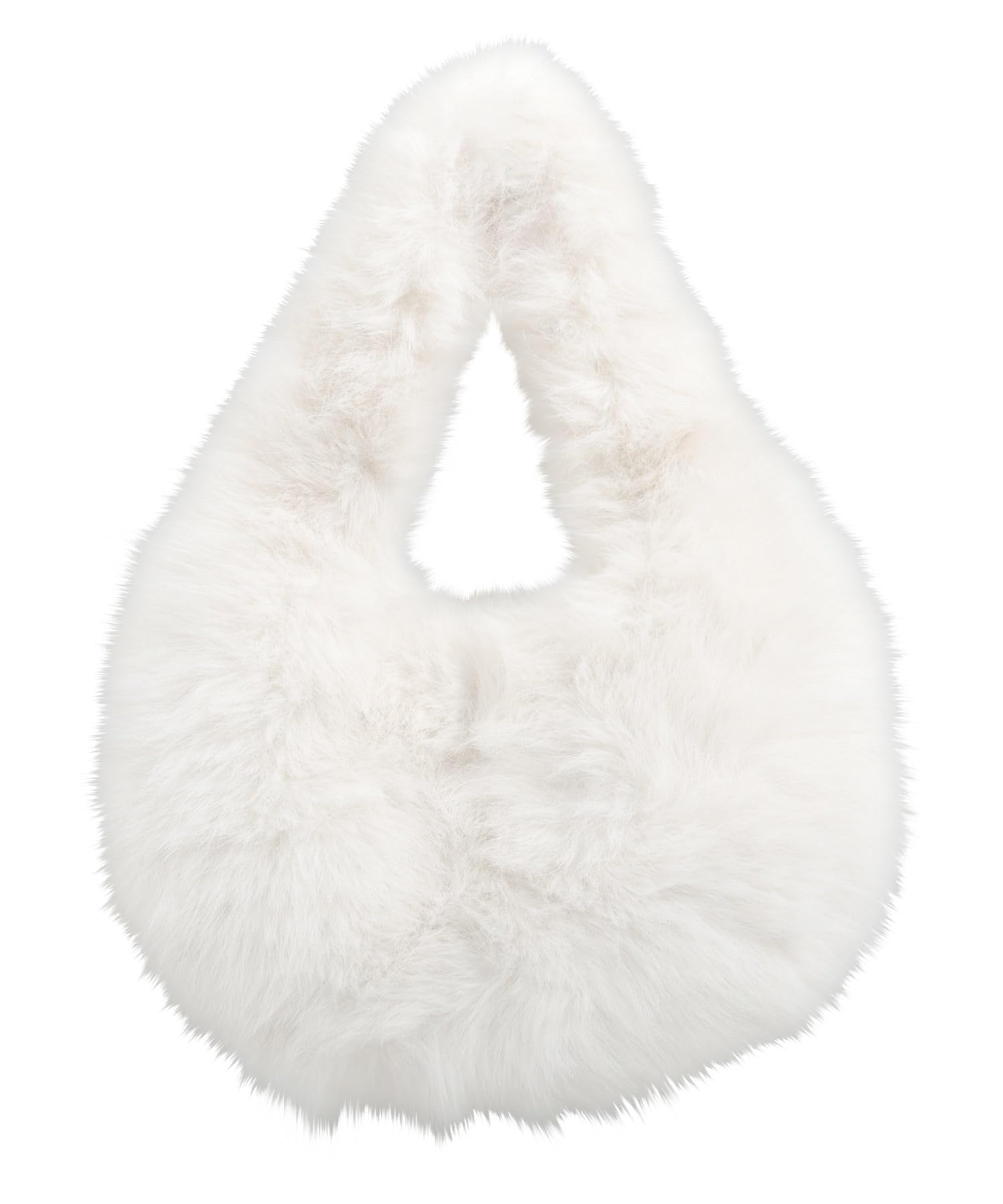

Kobe Lettuce Fur Bag with Chain Shoulder Strap, Fluffy Mini Bag, FallWinter Shoulder BagHandbag [B1596], One Size, Off-White