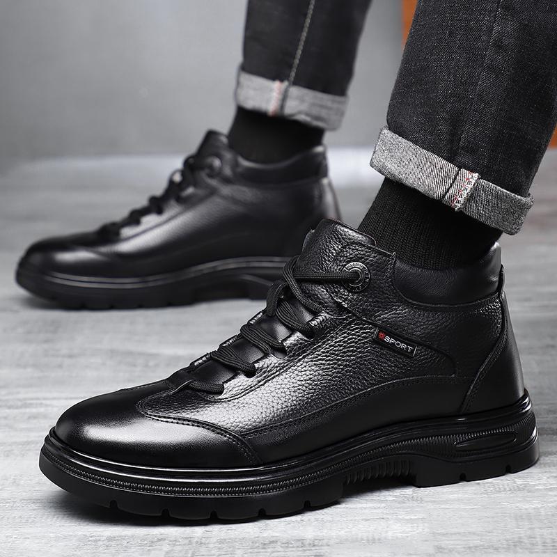 Men Cotton shoes Footwear Winter Plush Snow Work Boots lace up Comfortable Outdoor Casual Shoes Fashion Short Boots men