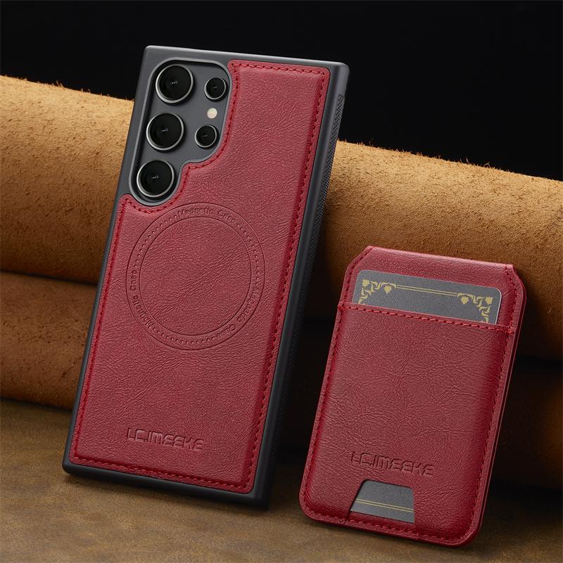 2 In 1 Magsafe Wallet Leather Phone Case For Samsung Galaxy S26 S25 S24 S23 S22 S21 Ultra Plus S20 FE Magnetic Card Holder Cover