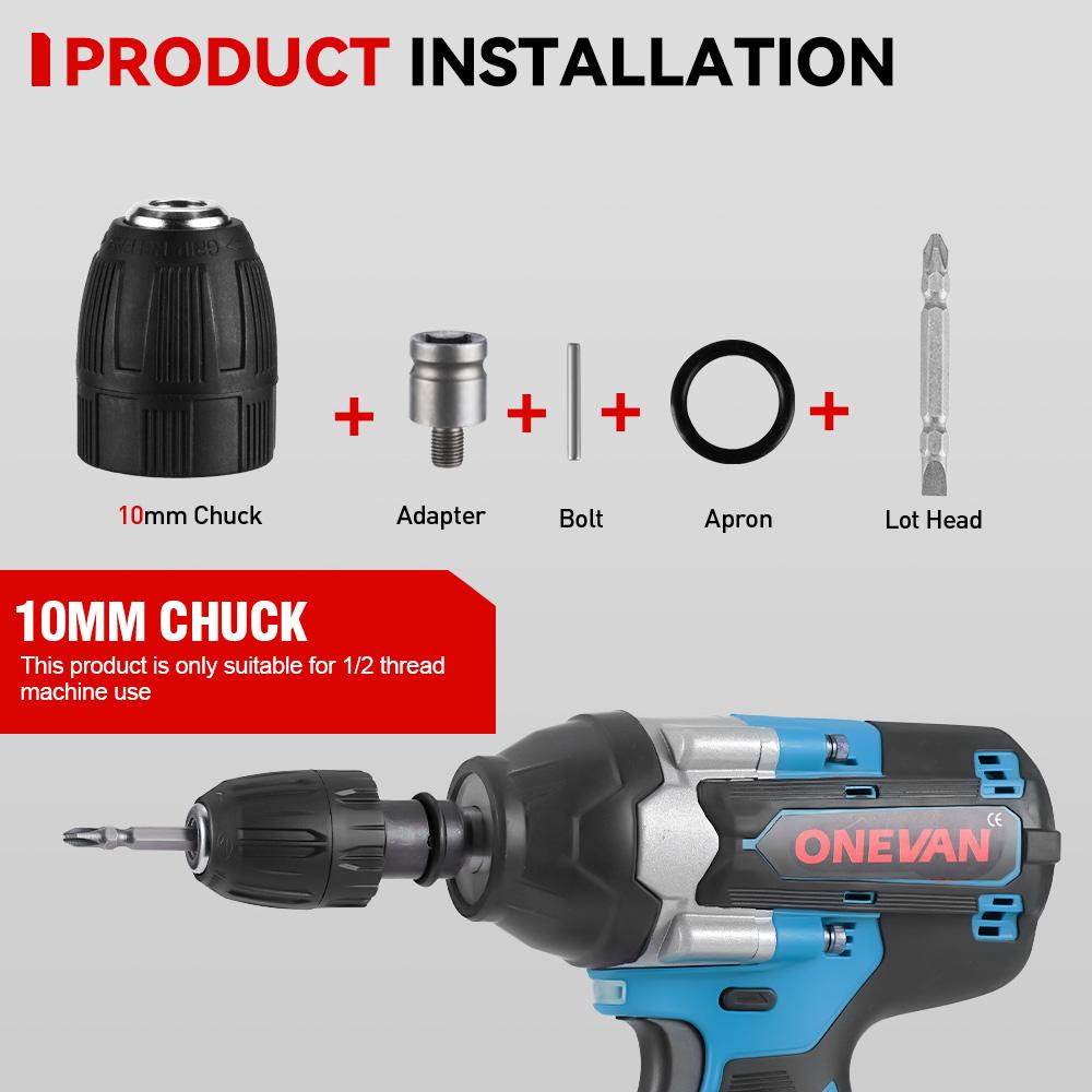 ONEVAN Torque Brushless Electric Impact Wrench 1/2 inch Screwdriver Cordless Wrench Power Tools For Makita 18V Battery