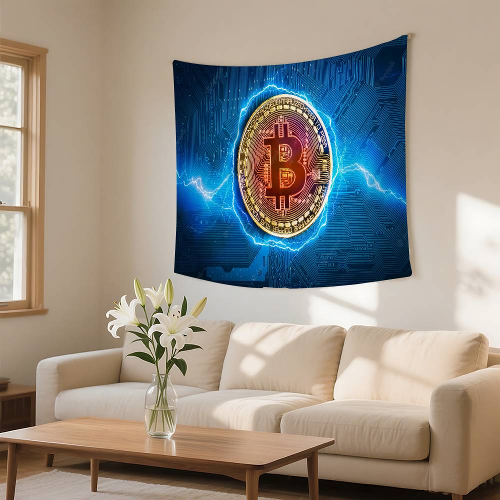 I Love Accept Bitcoin Tapestry Wall Hanging Tapestry Art Deco Blanket Curtain Hanging At Home Bedroom Living Room Decor