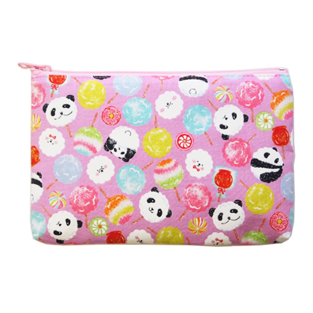 

Kyosuke Made in Japan Cotton Pouch for Cosmetics and 19cm x Flat Pouch for Travel and Small Panda Candy Pink Makeup, 12.5cm, Small, Items, Design, розовый