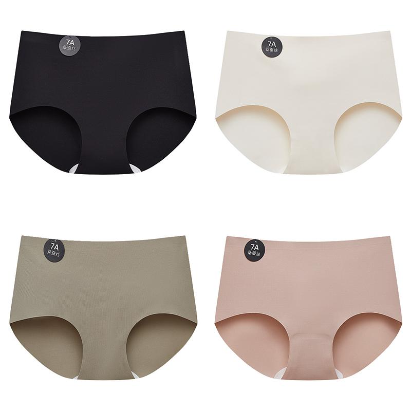 4PCS Seamless Panties for Woman Ice Silk Underwear Soft Thin Briefs Women's Underpants Fashion Sexy Female Lingerie