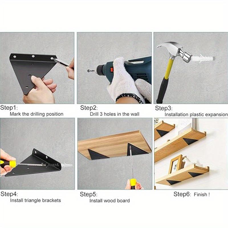 4pcs Shelf Bracket Shelf Supports Hidden Brackets for Floating Wood Shelves Concealed Blind