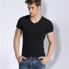 Herren Kurzarm-T-Shirt mit V-Ausschnitt, einfarbiges T-Shirt, eng anliegendes Basisshirt