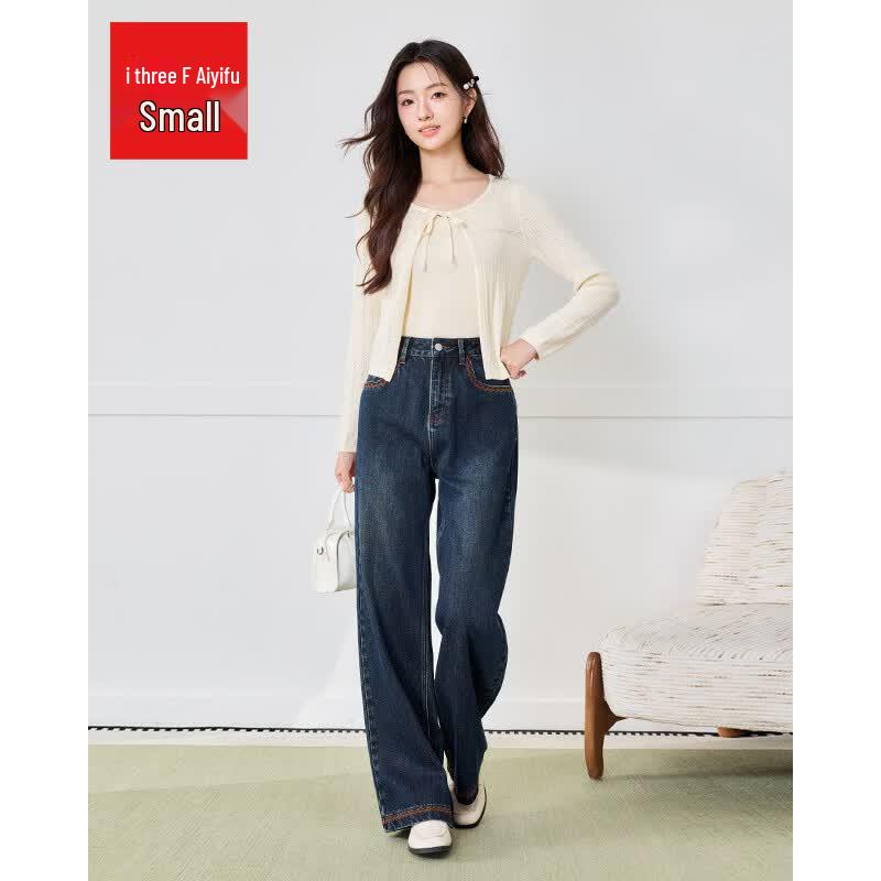 IEF Petite 2026 Autumn Denim Wide-Leg Pants M