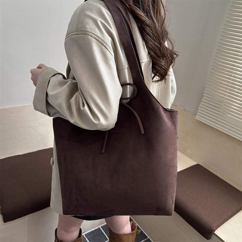 Street Style Dualside Brown Shoulder Bag With Tie Closure For Casual Use