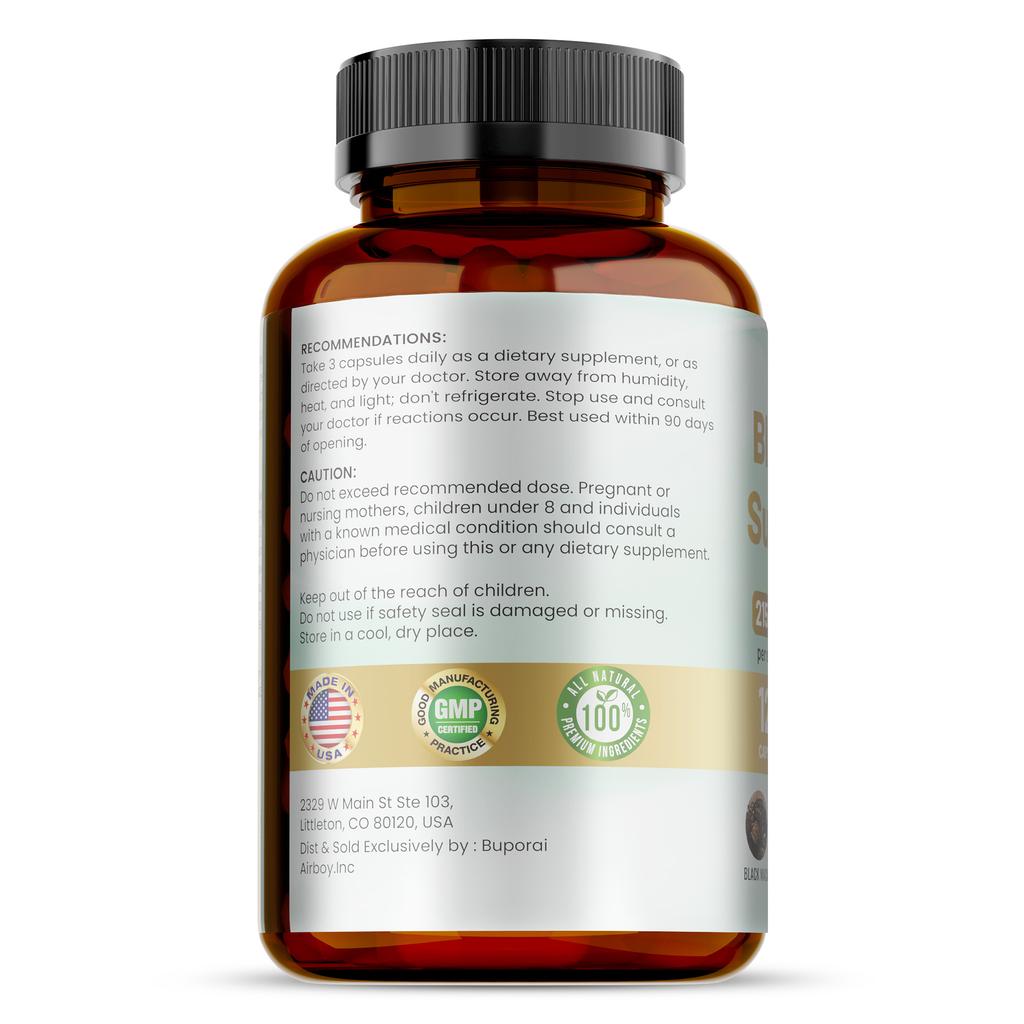 Organic Black Maca Capsules Containing Ashwagandha and Fenugreek Extracts, 2150 Mg Per Serving, an Energy Supplement.