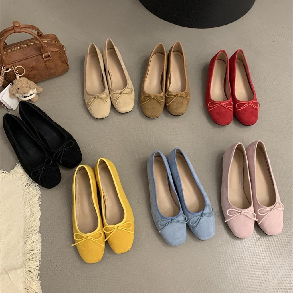 Inner Heightening Single Shoes Women's New Low-heeled Mary Jane Shoes Suede Red Soft-soled Grandma Shoes