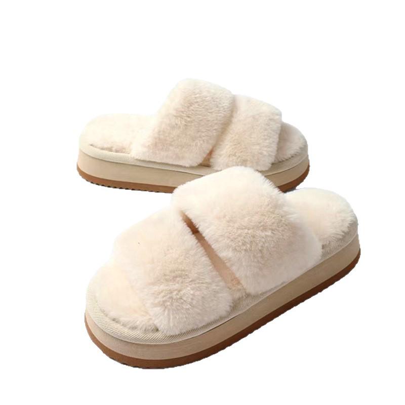 Damen Japanische Baumwollpantoffeln mit offenen Zehen für Herbst/Winter - Innen/Außen, Geräuschlos, Plüschig, Rutschfest, Fellartig.