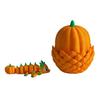 Pumpkin Dragon Egg Ornament 3D Printed Bendable Movable Body Stress Relief Toy Halloween Decoration Collectible for Home Decor