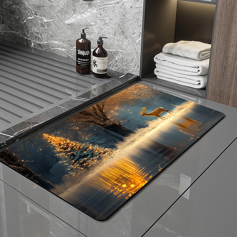 SANFAN Customizable Christmas Multipurpose Floor Mat Doorway Bath Mat Kitchen Mat