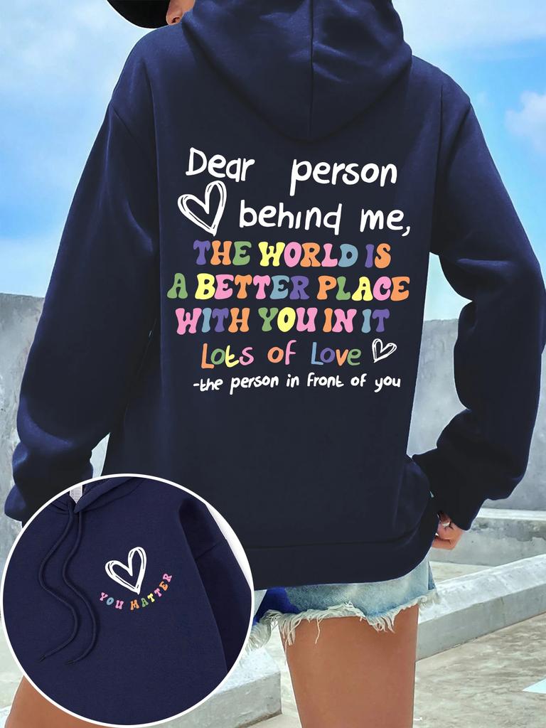 2026 Lieber Mensch hinter mir Hoodie Damen Farbige Buchstaben Warmes Fleece Damen Kapuzenpullover Pelzfutter Frühling Herbst Kapuzenpullover Y2K Lässige Oberteile